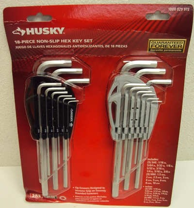 SAE  Metric Non-Slip Hex Key Set (18-Piece)