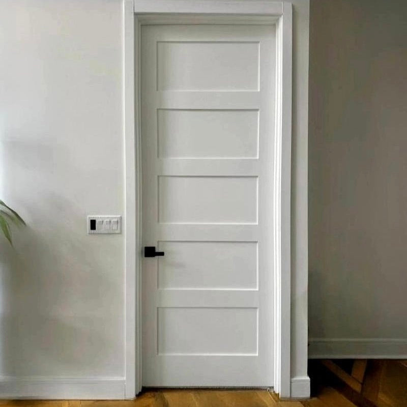 Krosswood 36 in. x 96 in. Shaker 5-Panel Primed Solid Hybrid Core MDF Interior Door Slab