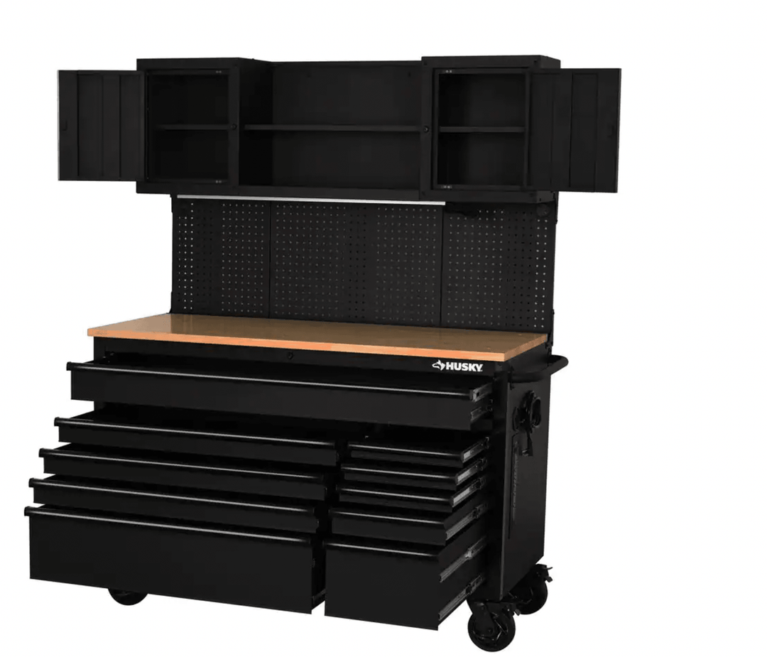 56 in. W x 27.6 in. D 10-Drawer Matte Black Heavy-Duty Mobile