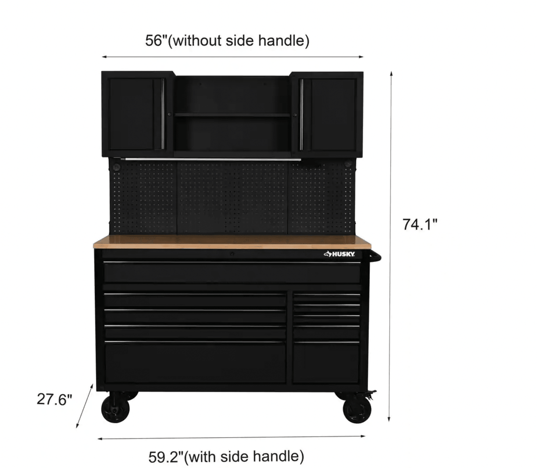 56 in. W x 27.6 in. D 10-Drawer Matte Black Heavy-Duty Mobile