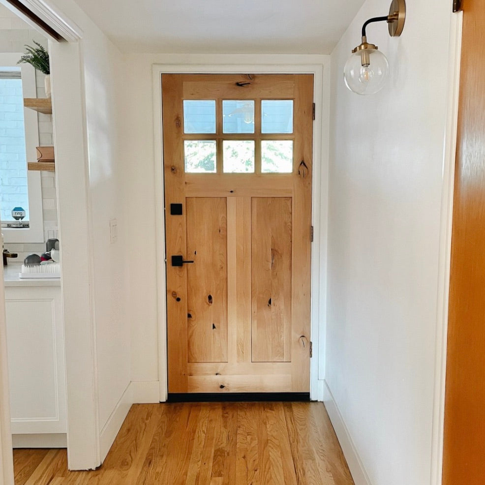Krosswood Doors 64 in. x 80 in. Craftsman Knotty Alder 2-Panel 6-Lite DS Unfinished Left-Hand Inswing Prehung Front Door with Sidelites