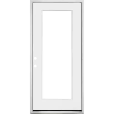 Steves & Sons 32 in. x 80 in. Legacy Full Lite Clear Glass Right Hand Inswing White Primed Fiberglass Prehung Front Door