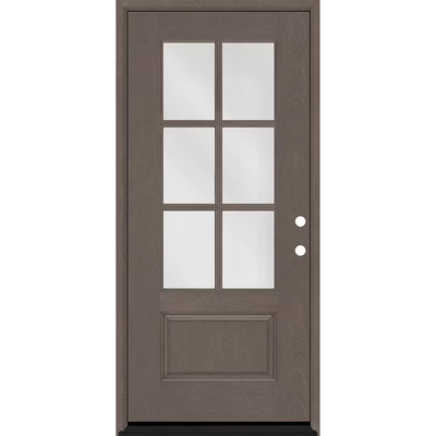 Steves & Sons Regency 36 in. x 80 in. 3/4-6 Lite Clear Glass LHIS Ashwood Stain Mahogany Fiberglass Prehung Front Door