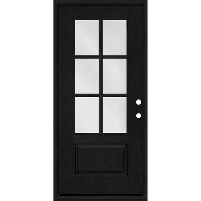 Steves & Sons Regency 36 in. x 80 in. 3/4-6 Lite Clear Glass LHIS Onyx Stain Mahogany Fiberglass Prehung Front Door