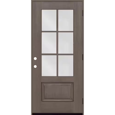 Steves & Sons Regency 36 in. x 80 in. 3/4-6 Lite Clear Glass LHOS Ashwood Stain Mahogany Fiberglass Prehung Front Door