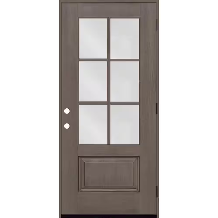 Steves & Sons Regency 36 in. x 80 in. 3/4-6 Lite Clear Glass LHOS Ashwood Stain Mahogany Fiberglass Prehung Front Door