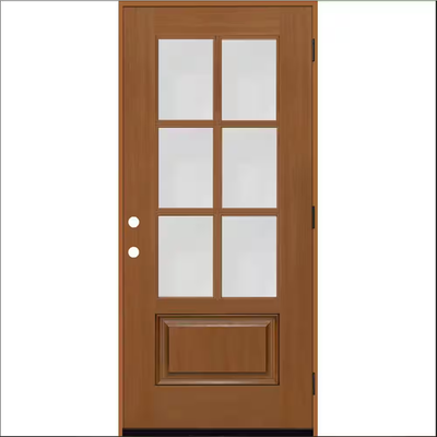 Steves & Sons Regency 36 in. x 80 in. 3/4-6 Lite Clear Glass LHOS Autumn Wheat Stain Mahogany Fiberglass Prehung Front Door