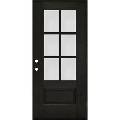 Steves & Sons Regency 36 in. x 80 in. 3/4-6 Lite Clear Glass LHOS Onyx Stain Mahogany Fiberglass Prehung Front Door