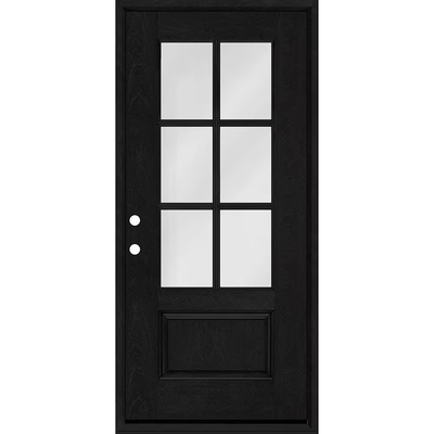 Steves & Sons Regency 36 in. x 80 in. 3/4-6 Lite Clear Glass RHIS Onyx Stain Mahogany Fiberglass Prehung Front Door