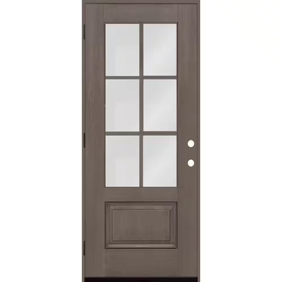 Steves & Sons Regency 36 in. x 80 in. 3/4-6 Lite Clear Glass RHOS Ashwood Stain Mahogany Fiberglass Prehung Front Door