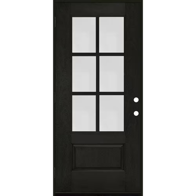 Steves & Sons Regency 36 in. x 80 in. 3/4-6 Lite Clear Glass RHOS Onyx Stain Mahogany Fiberglass Prehung Front Door