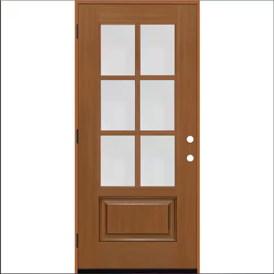 Steves & Sons Regency 36 in. x 80 in. 3/4 6-Lite Clear Glass RHOS Autumn Wheat Stain Mahogany Fiberglass Prehung Front Door