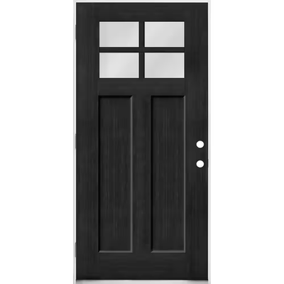 Steves & Sons Regency 36 in. x 80 in. 4 Lite 1/4 Toplite RHOS Clear Glass Onyx Stained Fir Grain Fiberglass Prehung Front Door