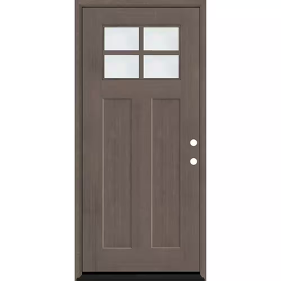 Steves & Sons Regency 36 in. x 80 in. LHIS 4 Lite 1/4 Toplite Clear Glass Ashwood Stain Fir Grain Fiberglass Prehung Front Door