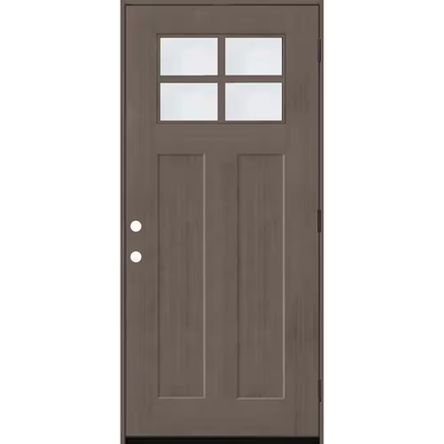 Steves & Sons Regency 36 in. x 80 in. LHOS 4Lite 1/4 Toplite Clear Glass Ashwood Stain Fir Grain Fiberglass Prehung Front Door