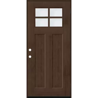 Steves & Sons Regency 36 in. x 80 in. LHOS 4Lite 1/4 Toplite Clear Glass Hickory Stain Fir Grain Fiberglass Prehung Front Door