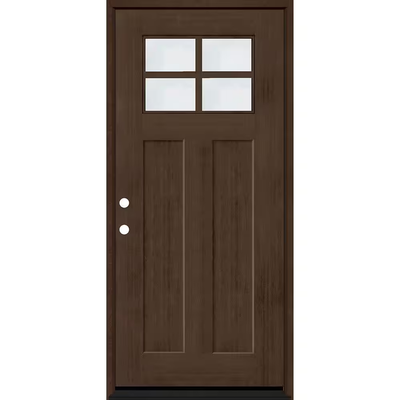 Steves & Sons Regency 36 in. x 80 in. RHIS 4 Lite 1/4 Toplite Clear Glass Hickory Stain Fir Grain Fiberglass Prehung Front Door