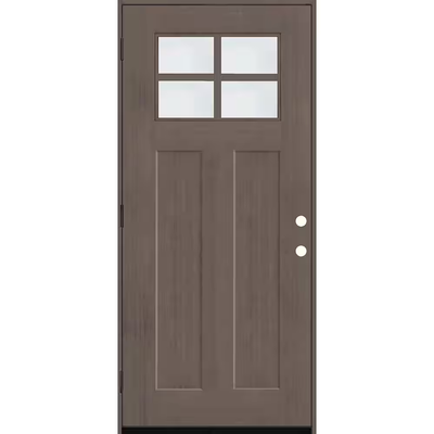 Steves & Sons Regency 36 in. x 80 in. RHOS 4Lite 1/4 Toplite Clear Glass Ashwood Stain Fir Grain Fiberglass Prehung Front Door