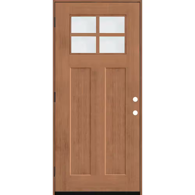 Steves & Sons Regency 36 in. x 80 in. RHOS 4Lite 1/4 Toplite Clear Glass Autumn Wheat Stain Fir Grain Fiberglass Prehung Front Door