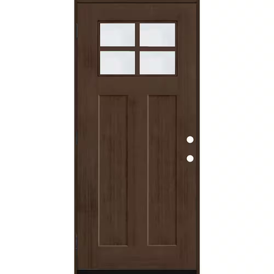 Steves & Sons Regency 36 in. x 80 in. RHOS 4Lite 1/4 Toplite Clear Glass Hickory Stain Fir Grain Fiberglass Prehung Front Door