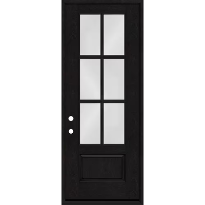 Steves & Sons Regency 36 in. x 96 in. 3/4-6 Lite Clear Glass RHIS Onyx Stained Fiberglass Prehung Front Door