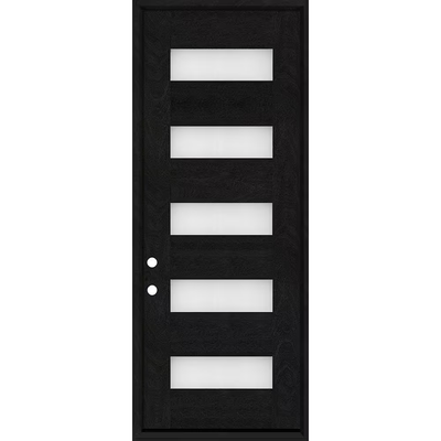 Steves & Sons Regency 36 in. x 96 in. 5L Modern Frosted Glass RHIS Onyx Stained Fiberglass Prehung Front Door