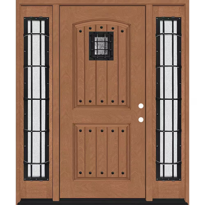 Steves & Sons Regency 68 in. x 80 in. 2Panel Plank Cavalier Speakeasy LHIS AW Fiberglass Prehung Front Door w/Cavalier Dbl 14in.SL