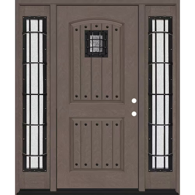 Steves & Sons Regency 68 in. x 80 in. 2Panel Plank Cavalier Speakeasy LHIS Ashwood Fiberglass Prehung Front Door w/Cav Dbl 14in.SL