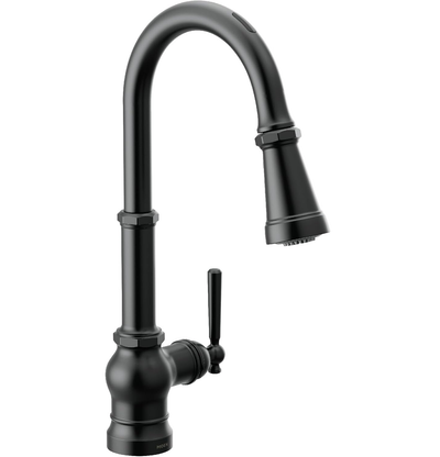 U by Moen Paterson Single-Handle Pull-Down Sprayer Smart Kitchen Faucet with Voice Control and PowerBoost in Matte Black