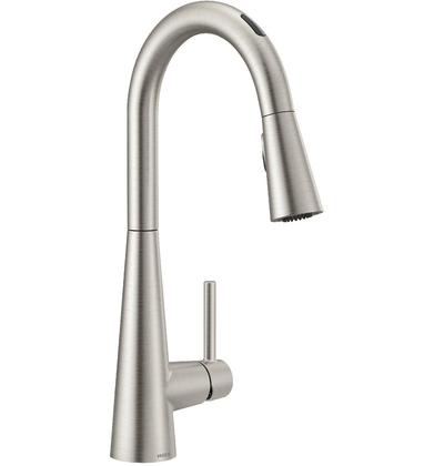 U by Moen Sleek Single-Handle Pull-Down Sprayer Smart Kitchen Faucet with Voice Control in Spot Resist Stainless