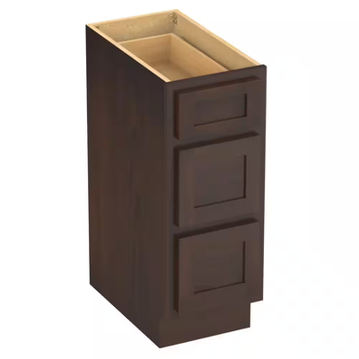 Vanity Art 12 in. W x 21 in. D x 32.5 in. H 3-Drawers Bath Vanity Cabinet Only in Brown