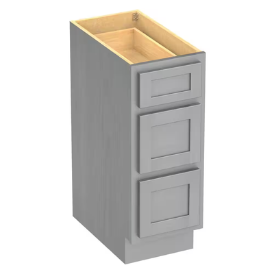 Vanity Art 12 in. W x 21 in. D x 32.5 in. H 3-Drawers Bath Vanity Cabinet without Top in Silver