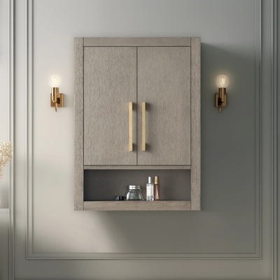 Vanity Art 24 in. W x 8 in. D x 33 in. H Bathroom Storage Wall Cabinet in Driftwood Gray/GB