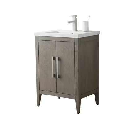 Vanity Art 24 in. W x 18.5 in D x 34 in. H Single Sink Bathroom Vanity Cabinet in Driftwood Gray with Ceramic Top