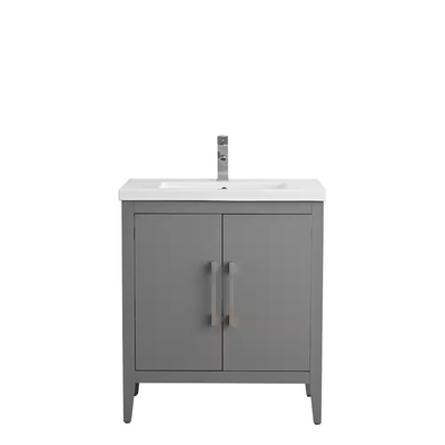 Vanity Art 30 in. W x 18.5 in D x 34 in. H Single Sink Bathroom Vanity Cabinet in Cashmere Gray with Ceramic Top