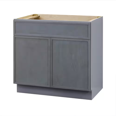 Vanity Art 33 in. W x 21 in. D x 32.5 in. H 2-Doors Bath Vanity Cabinet without Top in Smoky Gray