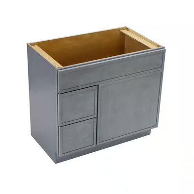 Vanity Art 36 in. W. x 21 in. D x 32.5 in. H 2-Left Drawers Bath Vanity Cabinet without Top in Smoky Gray