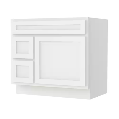 Vanity Art 36 in. W x 21 in. D x 32.5 in. H 2-Left Drawers Bath Vanity Cabinet Only in White