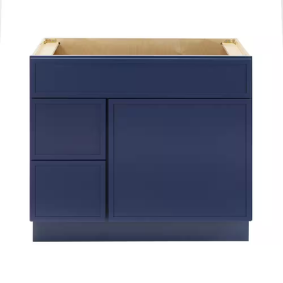 Vanity Art 36 in. W x 21 in. D x 32.5 in. H 2-Left Drawers Bath Vanity Cabinet without Top in Blue