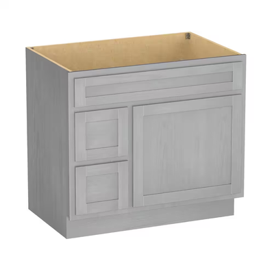 Vanity Art 36 in. W x 21 in. D x 32.5 in. H 2-Left Drawers Bath Vanity Cabinet without Top in Silver