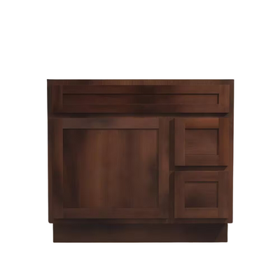 Vanity Art 36 in. W x 21 in. D x 32.5 in. H 2-Right Drawers Bath Vanity Cabinet Only in Brown