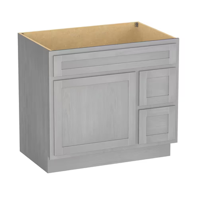 Vanity Art 36 in. W x 21 in. D x 32.5 in. H 2-Right Drawers Bath Vanity Cabinet without Top in Silver