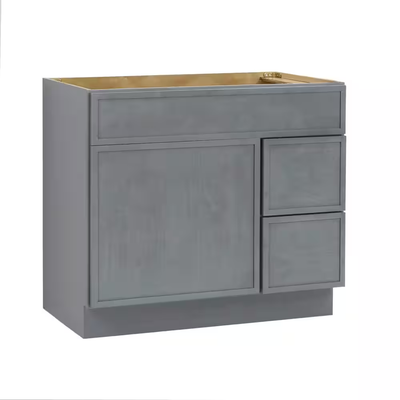 Vanity Art 36 in. W x 21 in. D x 32.5 in. H 2-Right Drawers Bath Vanity Cabinet without Top in Smoky Gray