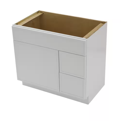 Vanity Art 36 in. W x 21 in. D x 32.5 in. H 2-Right Drawers Bath Vanity Cabinet without Top in White