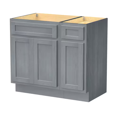 Vanity Art 36 in. W x 21 in. D x 32.5 in. H Bath Vanity Cabinet without Top in Silver