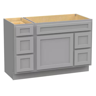 Vanity Art 48 in. W x 21 in. D x 32.5 in. H Bath Vanity Cabinet without Top in Gray