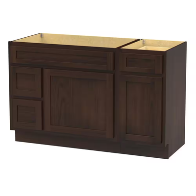 Vanity Art 51 in. W x 21 in. D x 32.5 in. H Bath Vanity Cabinet without Top in Brown