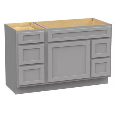 Vanity Art 51 in. W x 21 in. D x 32.5 in. H Bath Vanity Cabinet without Top in Gray