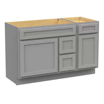 Vanity Art 51 in. W x 21 in. D x 32.5 in. H Bath Vanity Cabinet without Top in Gray