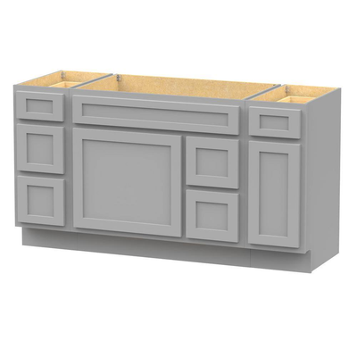 Vanity Art 60 in. W x 21 in. D x 32.5 in. H Bath Vanity Cabinet without Top in Gray